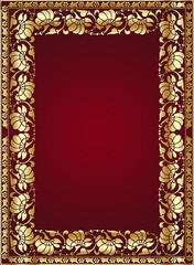 Gold frame on red background .
