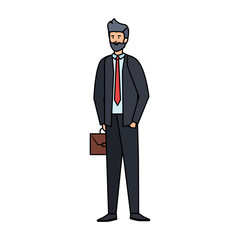 young businessman with portfolio character