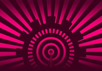 Wi Fi Network Symbol . Mobile gadgets technology relative illustration. Gradient rays background