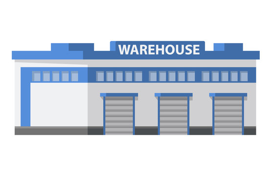 Warehouse commercial building loading docks. Storage center   object white background. Flat vector. Stock Vector |  Adobe Stock