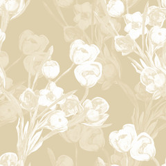 Seamless pattern of spring flowers.