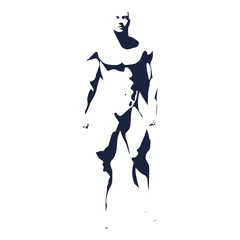 Bodybuilder silhouette. Muscular man posing. Simple style illustration. Sport concept