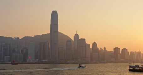 Hong Kong city at sunset