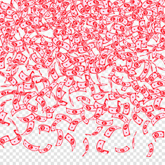 British pound notes falling. Small GBP bills on tr