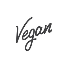 Vegan vector linear lettering label design illustration.