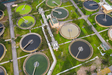 Top view of Hong Kong Sewage treatment plant