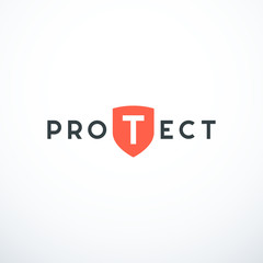 Protection logo with shield. Vector illustration