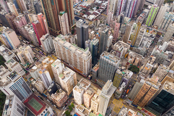 Fototapeta premium Top view of Hong Kong city