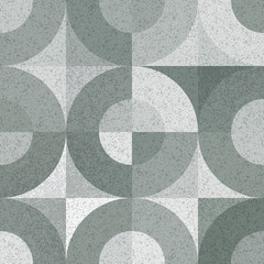 Vector seamless pattern with monochrome geometric shapes and grunge texture.