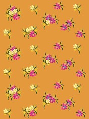 Spring flowers pattern, graphic floral motive. Vector illustration eps.