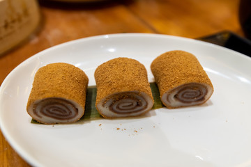 Chinese style desert Red bean roll cake