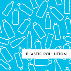 Vector illustation with isolated white outline icons of plactic bottles.