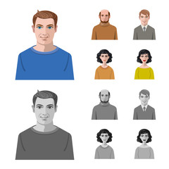 Isolated object of hairstyle and profession  sign. Set of hairstyle and character  stock vector illustration.