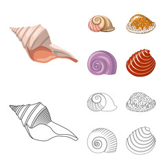 Vector design of animal and decoration symbol. Set of animal and ocean stock symbol for web.