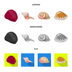 Isolated object of animal and decoration icon. Set of animal and ocean stock vector illustration.