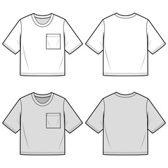 Naklejka premium CROP TOP TEE fashion flat sketch template
