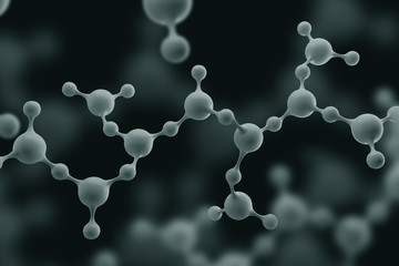 Molecules on a dark background. Concept of chemical structure of substances. 3d rendering