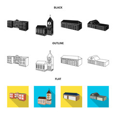 Vector design of facade and housing symbol. Set of facade and infrastructure stock symbol for web.