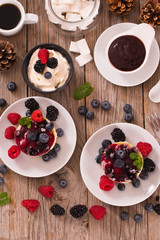 Cheesecakes with mixed berries.