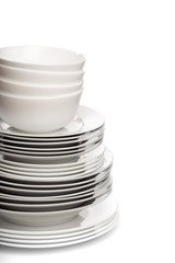 Set of white dishes . table wear