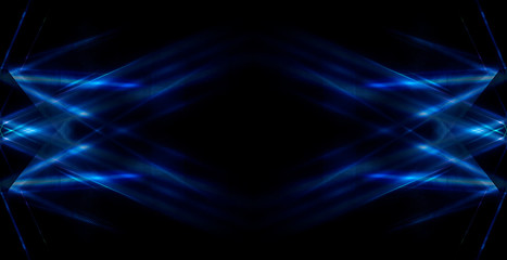 Tunnel in blue neon light, underground passage. Abstract blue background. Background of an empty...