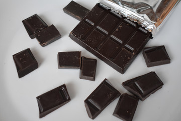 Chocolate on white background.