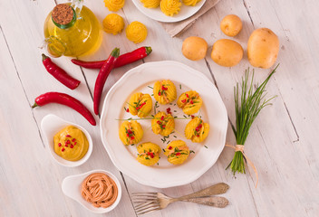 Duchess potatoes sandwiches.