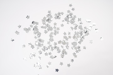 silver stars on white background