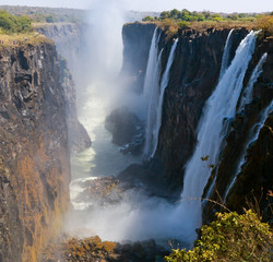View of Victoria Falls from the ground. Mosi-oa-Tunya National park. and World Heritage Site....