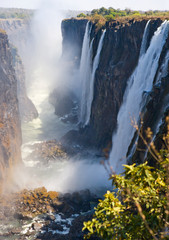 View of Victoria Falls from the ground. Mosi-oa-Tunya National park. and World Heritage Site....