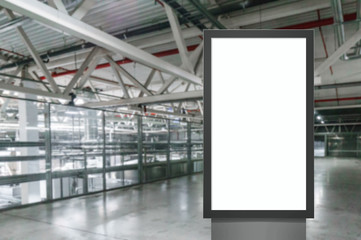 Digital media blank white screen modern panel, signboard for advertisement design in airpost, gallery. Mockup