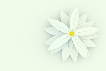 Fototapeta na wymiar Abstract background with white flower, 3D rendered design illustration.