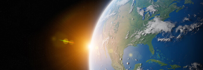 View of blue planet Earth in space 3D rendering elements of this image furnished by NASA