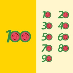 100 Year Anniversary Set 10 20 30 40 50 60 70 80 90 Vector Template Design Illustration