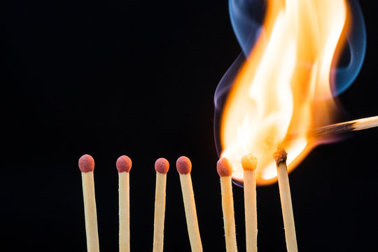 Line of burning matches