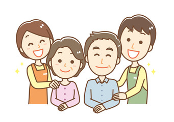 ヘルパー　高齢者　4人　上半身