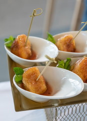 Festive table with a variety of snacks.