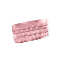 Rose gold brush stroke hand drawn. Watercolor patch vector in pink gold color isolated on white background.