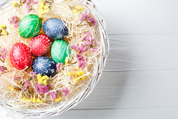 Hand painted different colors easter eggs