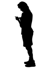 Young woman with smartphone on a white backgroun