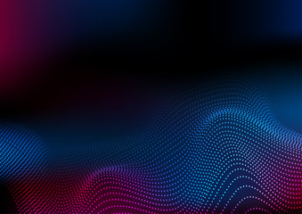 Obraz premium Abstract futuristic blue purple wavy dotted lines background