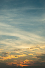 sunlight through cloud on dramatic sunset sky