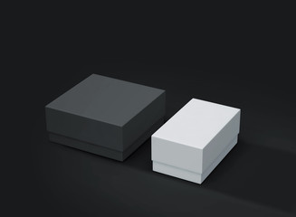 Black and white boxes on black background