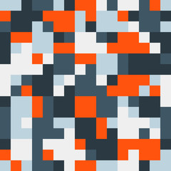 Abstract seamless pattern with squares of different sizes and colors. Modern geometric artwork.