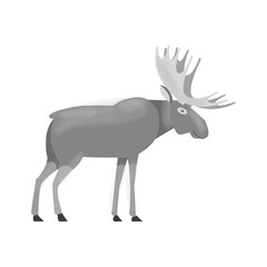North handsome moose in a meadow, vector illustration