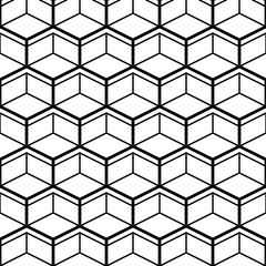 Seamless Pattern with Black Line Hexagons