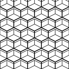 Seamless Pattern with Black Line Hexagons