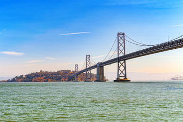Oakland Bay Bridge. Ocean Quay in the north of San Francisco.