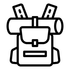 Hiking backpack icon. Outline hiking backpack vector icon for web design isolated on white background