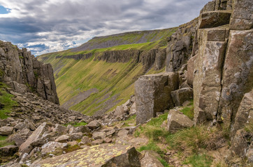 North Pennine landscape at the High Cup Nick in Cumbria, England, UK